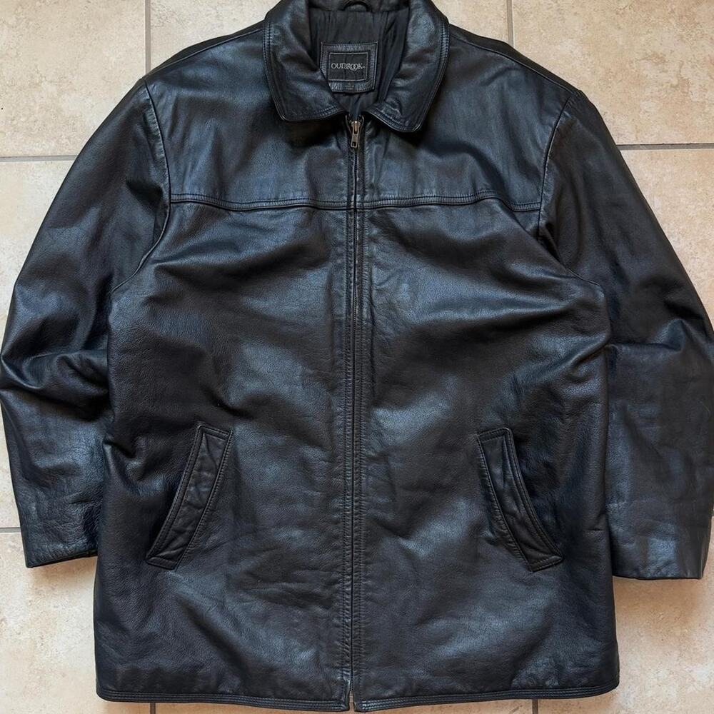 Outbrook Black Genuine Leather Jacket - Size XL